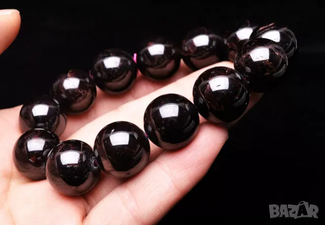 17.8mm гривна от гранат 152гр. подходяща за подарък, йога, рейки, медитация, снимка 4 - Гривни - 49119719