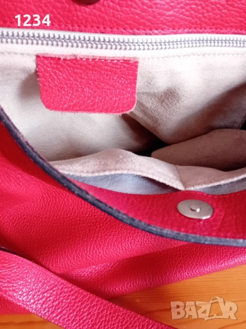 Червена италианска чанта от естествена кожа, снимка 3 - Чанти - 52985568