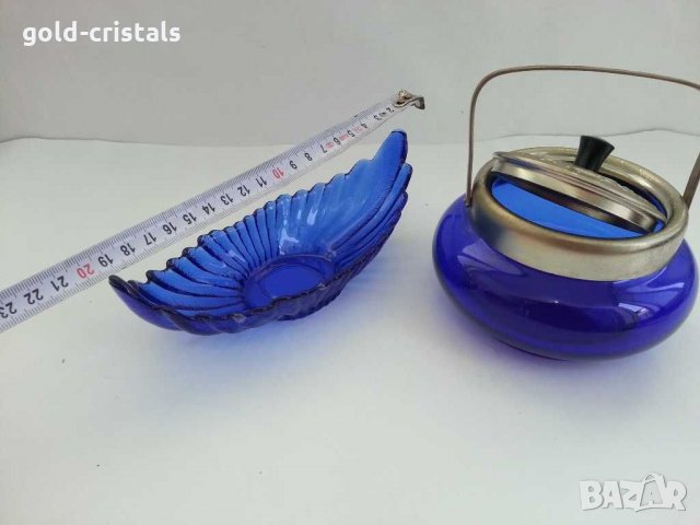 Стъклена  захарница и купичка, снимка 6 - Антикварни и старинни предмети - 30385261