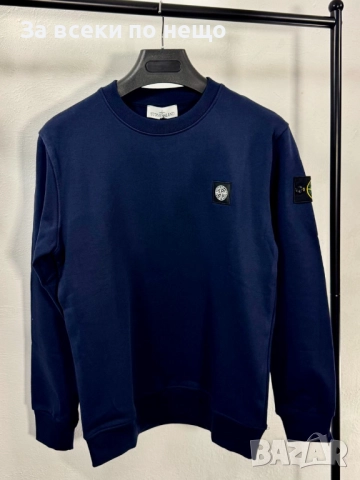 Stone Island Мъжка Тъмно Синя Блуза Със Шито Лого С Дълъг Ръкав Код V.B.71