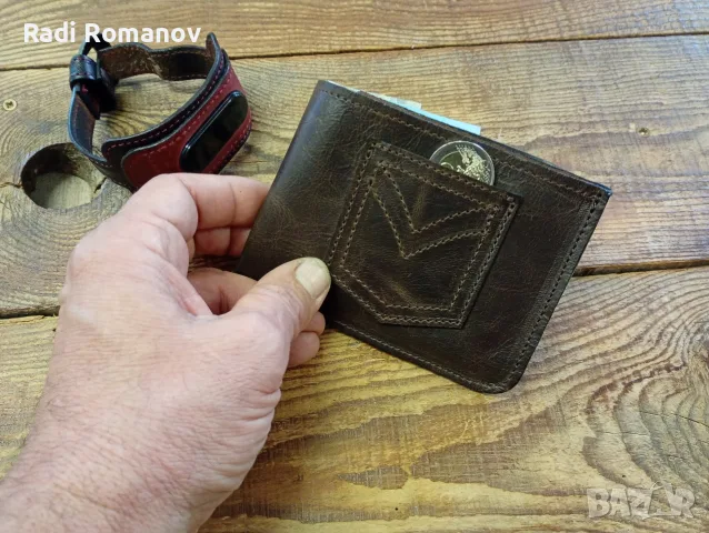 Ръчно изработен мъжки кожен портфейл 