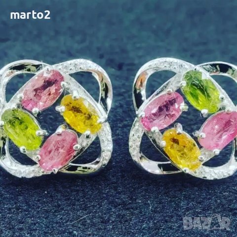 Елегантни Сребърни 925 обеци с Натурални Турмалини!