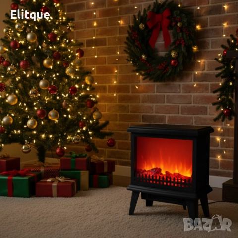 Декоративна коледна камина с реалистичен ефект на горящ огън