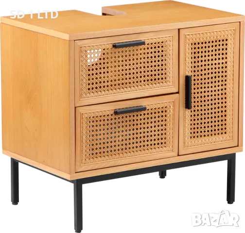 Дървен Шкаф за мивка COUCH 81885014 ратанова плетка шкаф за баня, снимка 2 - Шкафове - 49356955