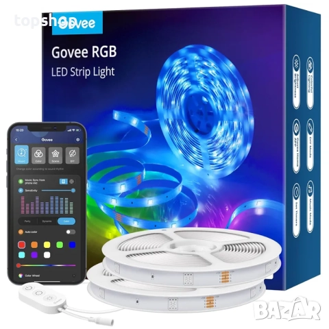 Нова интелигентна RGB LED лента Govee H6110, Wi-Fi, Bluetooth, Музикална синхронизация, Цветна...