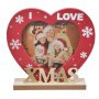 Коледна дървена рамка, Червено сърце, 15см, снимка 2