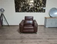 Кафяв кожен фотьойл с подвижна облегалка, снимка 8