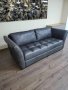 Тъмно сив кожен диван тройка "SARDINIA", снимка 2