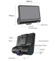 4 инча Dash Cam Видеорегистратор Камера за Кола с 2 лещи + 32GB карта, снимка 3