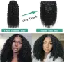 Къдрави екстеншъни от естествена коса Remy 50,8 см, 8 части с 20 клипса, черни, снимка 4