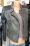 Дамско яке в зелен деним с черни кожени ръкави , снимка 7