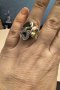  Масивен сребърен пръстен със зелен цитрин емералд  и бял циркон, снимка 2