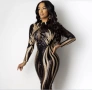 Нова дамска рокля с паети в черно и злато М-Л, снимка 3
