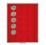 Lindner MB кутия в червен цвят PVC за 24 монети в капсули