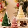 3D Коледна елха Силиконов молд форма за свещи гипс сапун смола КОД 4364, снимка 1