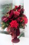Композиция  червени рози и магнолия от кадифе, снимка 2