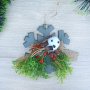 3394 Коледна украса Снежинка с птиче, 12 см, снимка 1