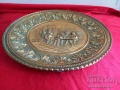 БАРОКОВА Месингова Релефна Чиния ,Пано за Стена с Позлата 2, снимка 1