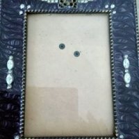 Стара декоративна рамка с емайл и камъчета, снимка 4 - Други ценни предмети - 30000485
