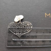 Сребърна висулка сърце с цветя (2), снимка 2 - Колиета, медальони, синджири - 37437634
