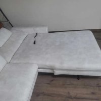 Кремав ъглов диван от плат с лежанка MM-ZE1126 с ел. механизъм, снимка 9 - Дивани и мека мебел - 44216172