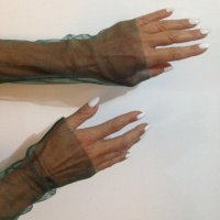 Елегантни тюлени ръкави в тъмнозелено 8515-R, снимка 2 - Ръкавици - 44303808