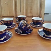 Руски чаши за чай кафе кобалт лфз, снимка 1 - Антикварни и старинни предмети - 33760915