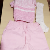 Детски розов комплект за момиче пуловер панталон чорапи, снимка 12 - Детски комплекти - 36496747