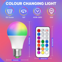 Крушка с променящ се цвят E27 10W димируема, RGBW LED с дистанционно, снимка 7 - Крушки - 44641873
