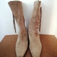 №39 ONLY дамски обувки боти ботуши от естествена кожа велур в бежов цвят-подарък при поръчка над 7лв, снимка 5 - Дамски ботуши - 42814435