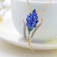 Колие синьо цвете с цирконии, снимка 1 - Колиета, медальони, синджири - 31857787