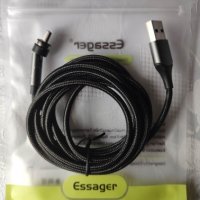 Магнитен кабел за зареждане tipe C с 360 градуса ротация и подръжка на бързо зареждане, снимка 4 - USB кабели - 38485436