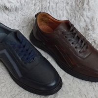 Обувки, естествена кожа, кафяви и сини, код 5/ББ1/78, снимка 1 - Ежедневни обувки - 42893814