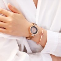 Дамски часовник с кристали и магнитна верижка., снимка 6 - Дамски - 29413221