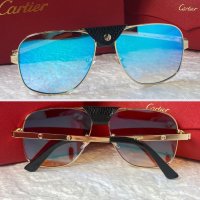 Cartier 2022 мъжки слънчеви очила с кожа 3 в 1, снимка 1 - Слънчеви и диоптрични очила - 37348069