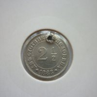 2 и 1/2 стотинки 1888 година, снимка 2 - Нумизматика и бонистика - 42493234
