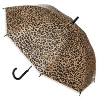 Чадър тип бастун автоматичен полупрозрачен леопардов кафяв 82 см, снимка 3 - Други - 42877298