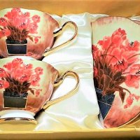 Костен порцелан чаши за двама за кафе, чай или капучино, снимка 7 - Романтични подаръци - 27726381