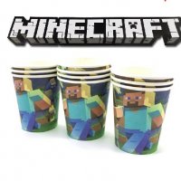 Minecraft Майнкрафт 8 бр картонени чаши парти рожден ден, снимка 1 - Чаши - 29311734