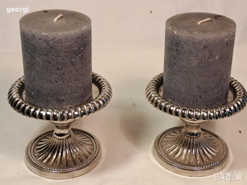 два метални свещника за големи свещи 7/1, снимка 1