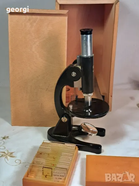 стар български микроскоп МУ-4    24/2, снимка 1