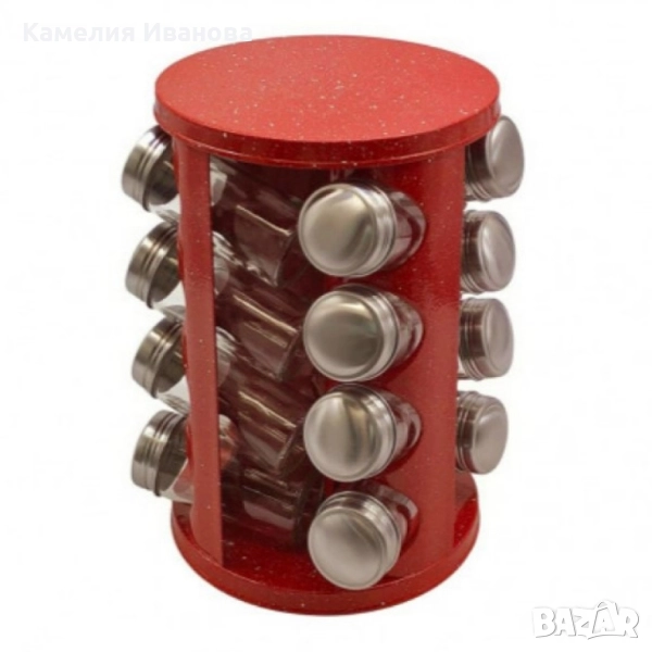 Комплект за подправки Voltz OV51217A16 4 стр.,16 бурк. ,Червен, инокс /неръж.стомана, снимка 1