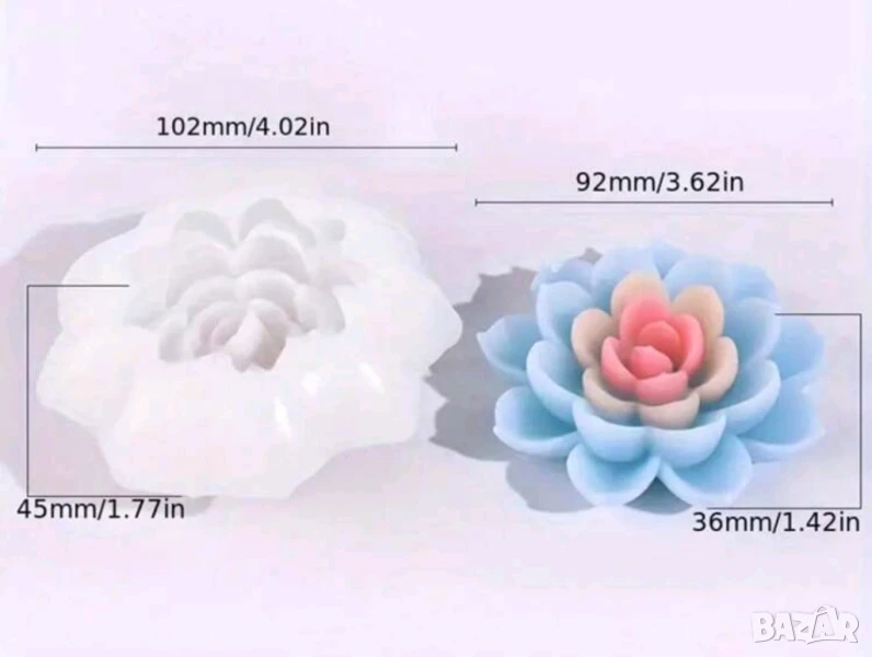 3D Лотус Лотос голям едро цвете силиконов молд форма фондан смола свещ гипс шоколад декор, снимка 1