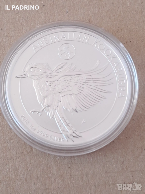 Сребро Кукабура с малка марка куче 2018 .1 унция OZ 999 ., снимка 1