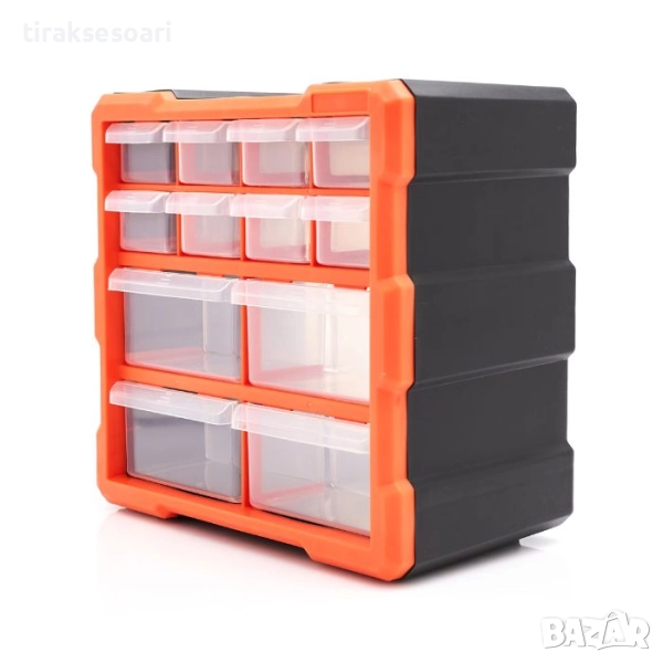 Органайзер за стена с 12 чекмеджета – пластмасов шкаф за съхранение на дребни части, снимка 1