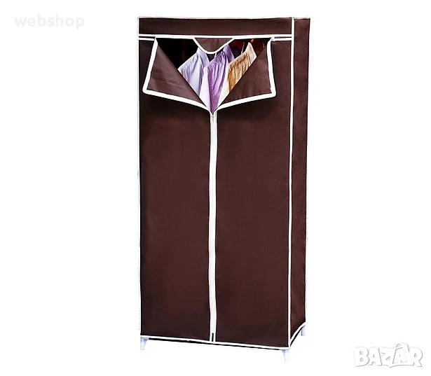 Текстилен гардероб за дрехи, Портативен , Мобилен , Кафяв, снимка 1