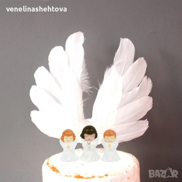 Фигурка  за торта ангел момче момиче с топер ангелски крила , снимка 1