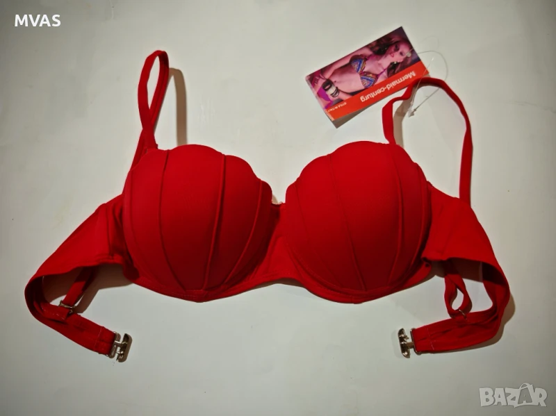 Нов червен бански горнище M размер 38 чашка мида , снимка 1