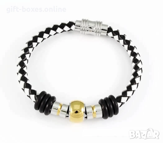 Гривна от еко кожа и полирана стомана, снимка 1