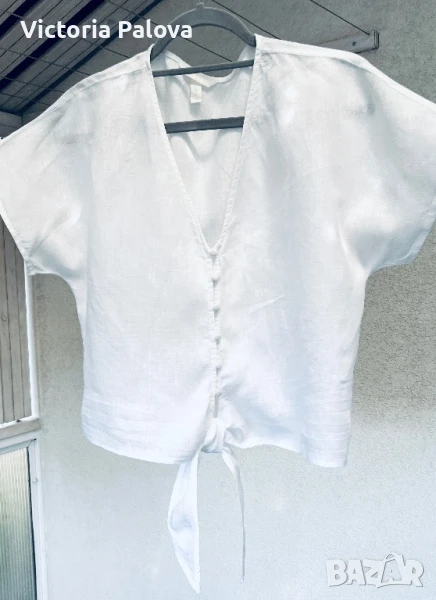 Модерен ленен топ кроп, снимка 1